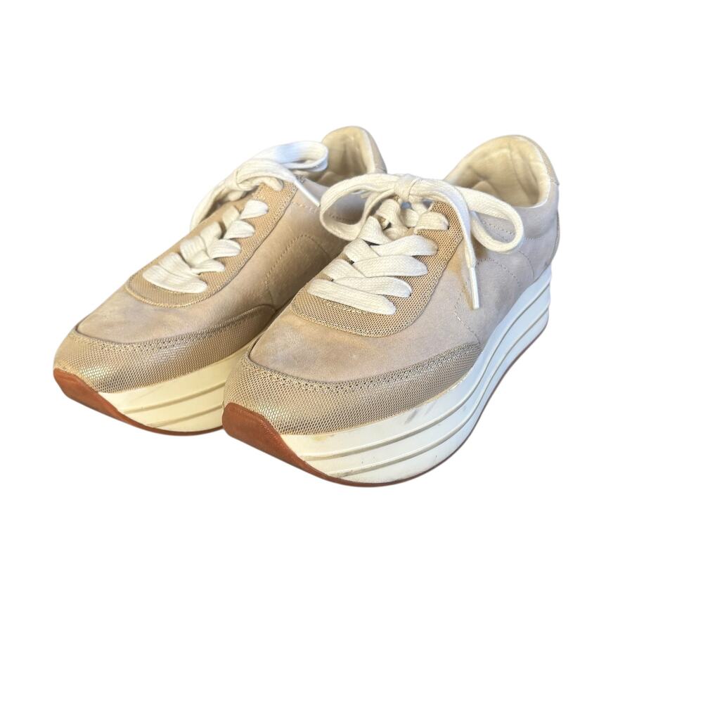 Zara Basic Collection Platform Sneakers Cream Whi… - image 1